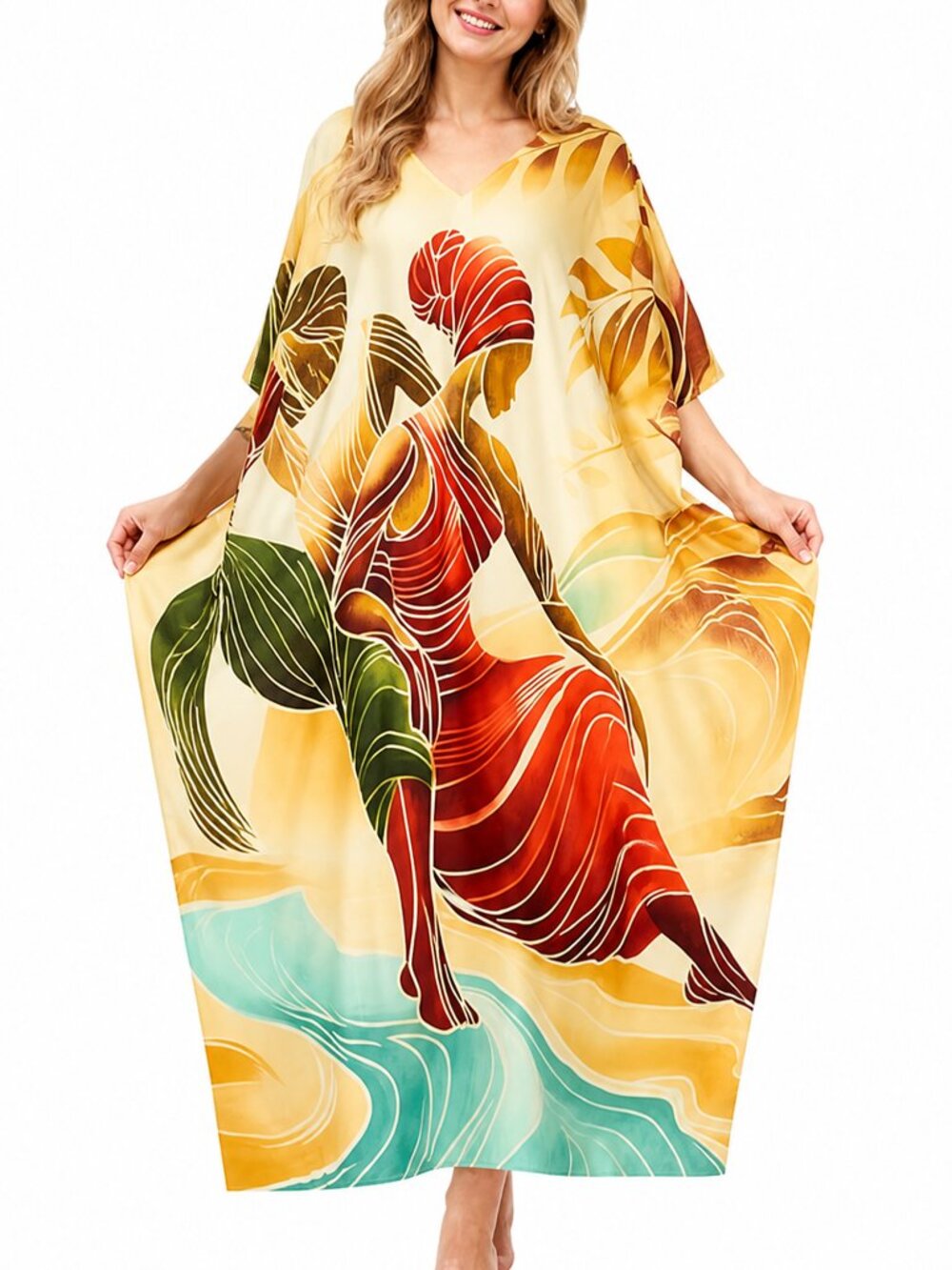 Women Plus Size Caftan Dress Evening Wear Swimsuit Cover Up Maxi Mumu Dresses